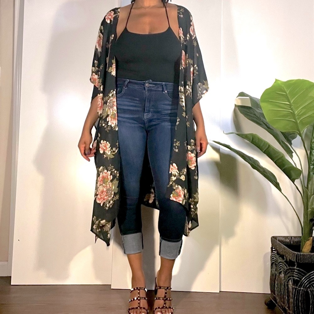 WILD PEARL floral duster cardigan